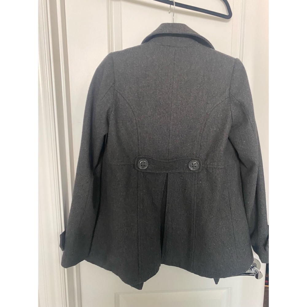 Dark gray felt peacoat, gently used! Size medium. - Picture 3 of 3